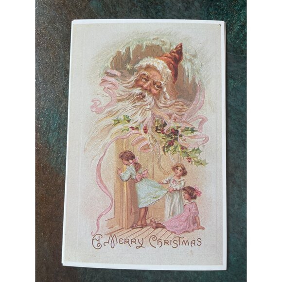 Vintage Victorian Christmas & New Year Postcards Set Girls Boys Santa Angels - Picture 3 of 11